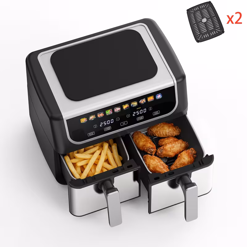 Dual Basket Air Fryer with Independent Temp Control 9.5QT